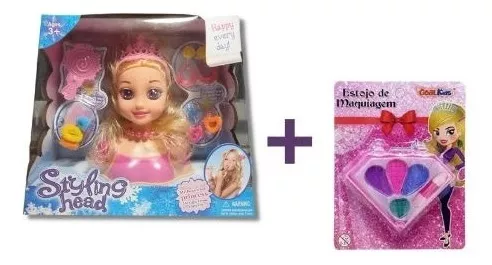 Kit Infantil Brinquedo Menina Busto Barbie Com Maquiagem