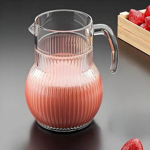 Jarra De Vidro Canelada Com Tampa 1,5l De Água Suco Drinks