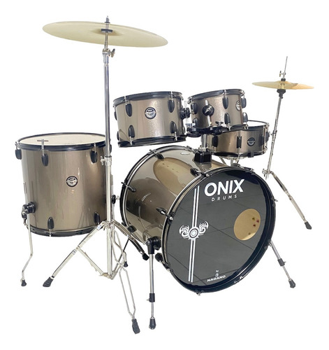 Bateria Nagano Completa Onix Rock Deep Silver Bumbo 22 Pol