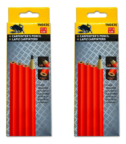 Lapiz Grafito Hb 17.5cm Carpintero Carpinteria 24pcs Albañil