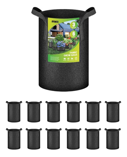 ~? Ipower 12-pack 3 Galones Bolsas De Cultivo Macetas De Tel