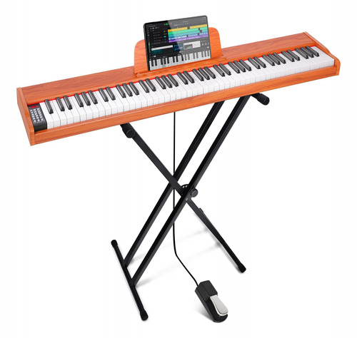 Fesley Teclado De Piano Semipesado De 88 Teclas Con Soporte,