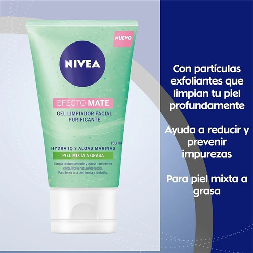 Pack 2 Nivea Gel Limpiador Facial Purificante Efecto Mate
