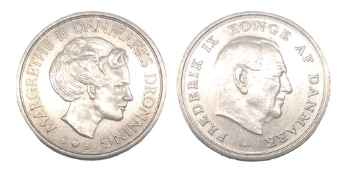  Monedas Dinamarca 1 Corona 2 Piezas Años 70 Y 80s Envío $60
