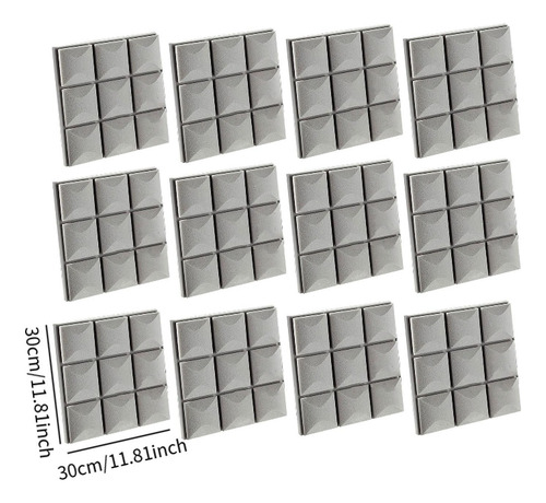 12 Piezas Paneles Acústicos Almohadillas De Espuma Gris