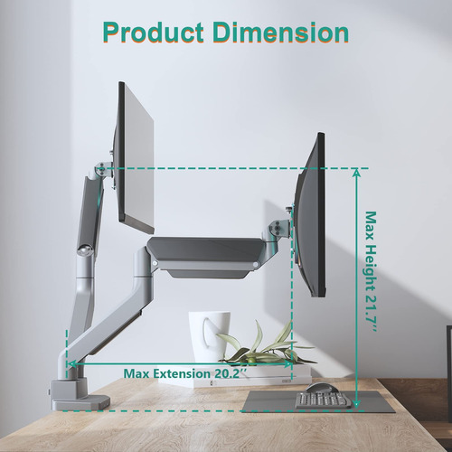 Suporte De Monitor Duplo Para Montagem Em Arm Wali Gsmu002 P