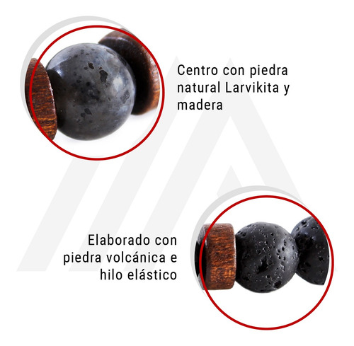 Imagen 9 de 10 de Pulsera Piedra Volcánica Energías