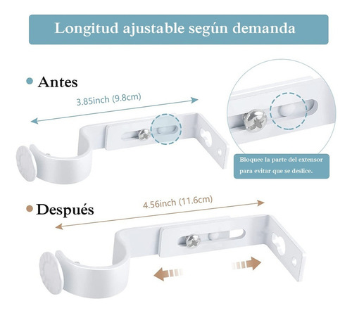 Para - 8pcs Soporte Cortinero Para Pared Ajustable Gancho