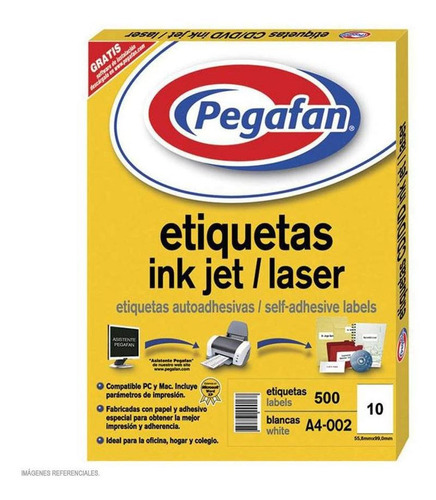 Etiqueta Pegafan Imp A4-2 56x99 2fil(pqx500) 014001422