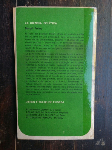 La Ciencia Política Marcel Prelot Eudeba Colección Cuadernos (Usado)