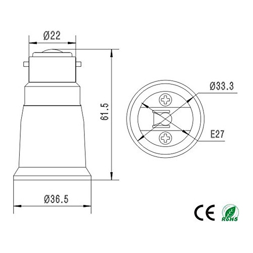 Adaptador De Casquillo De Luz B22 E26 E27, Base De Lám...
