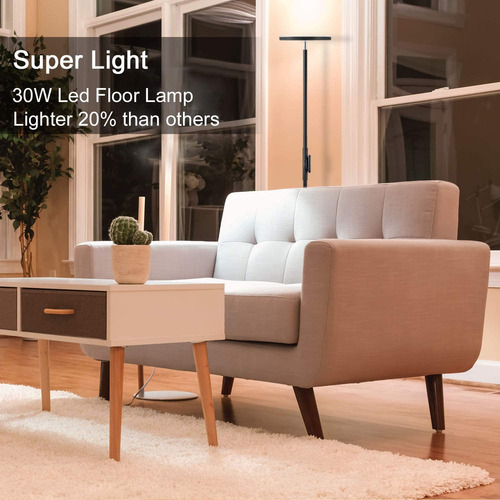 Lámpara De Pie Joofo 30w Luz Led 2400lm Moderna Negra Color De La Pantalla Color De La Estructura