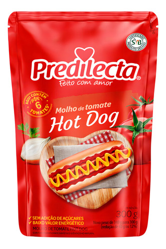 Molho de Tomate Hot-Dog Predilecta sem glúten em sachê 300 g