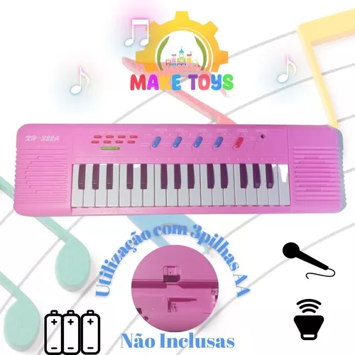 Brinquedo Teclado Piano Infantil 32 Teclas Com Microfone (ROSA)