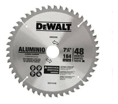 Disco De Sierra 7-1/4 X48 Dientes Dewalt Dwa03200