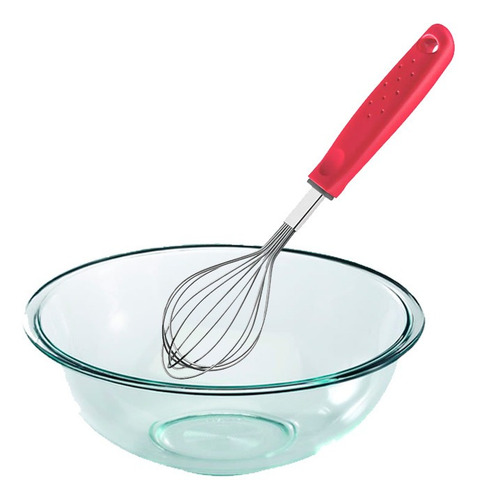 Set Batidor Manual Acero Inox. + Bowl Vidrio Templado Pyrex