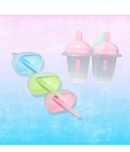 Moldes Paletas Hielo 6 Reutilizables Contenedor Color Pastel