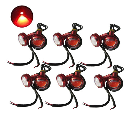 Pack De 12 Unidades Luces Led Ojo De Aguila 23mm Led Rojo