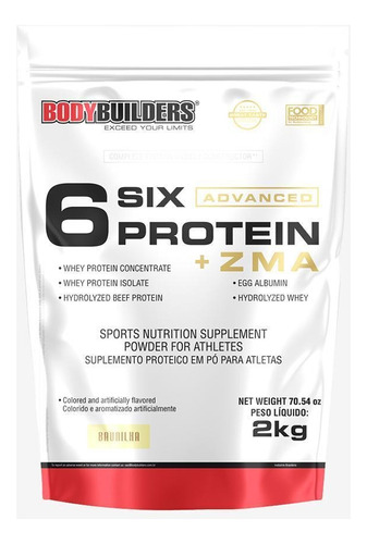 6 Six Protein Advanced Com Zma 2kg - Bodybuilders Sabor Baunilha