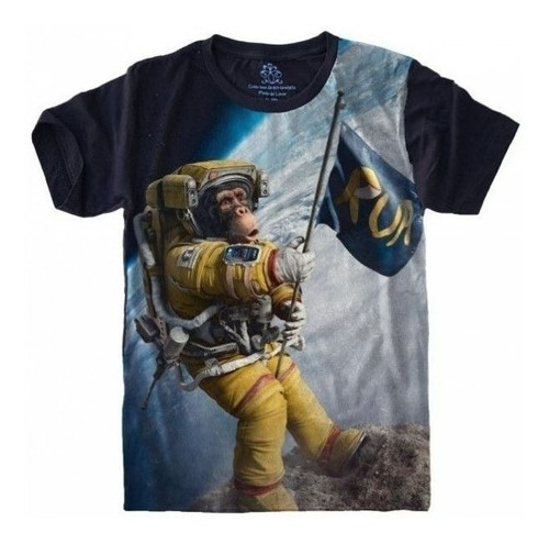 Camiseta Estilosa 3d Fullprint - Astronauta Macaco Monkey