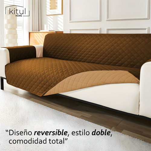 Protector Cubre Sala Sofá Capitoneado Doble Vista 3 Piezas