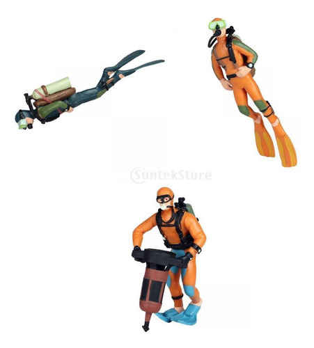 3x Figura De Buzo En Miniatura Realista Adornos De Buceo