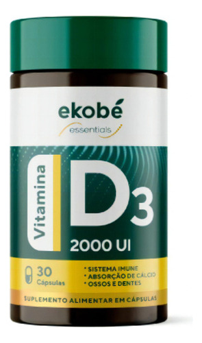 Vitamina D3 / 2000 Ui - 30 Cáps - Sistema Imune / Ekobé Sabor Sem Sabor