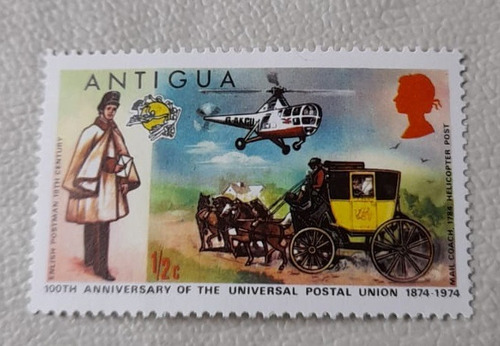Sello - Antigua 1974 - 100 Aniversario De La Unión Postal 