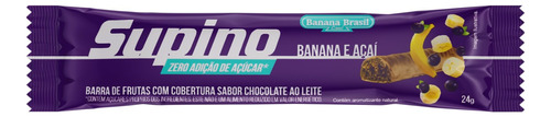 Barra de cereal Supino sem glúten  sabor banana e açaí cobertura chocolate ao leite 24 g