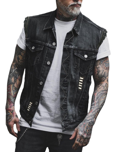 Chaleco Vaquero Biker Punk Vest Para Hombre