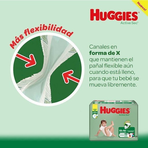 Imagen 3 de 6 de Pañales Bebe Huggies Active Sec Talla Xxg Bulto 8x30 Und