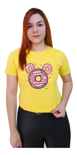 Polera Dama Estampada 100%algodon Diseño Mickey Dona 292