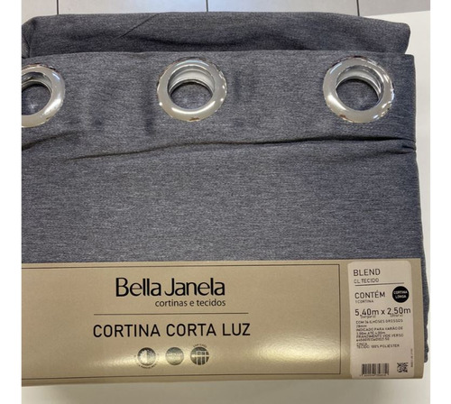 Cortina Corta Luz 5,40m X 2,50m Tecido Blend Bella Janela Cor Cinza