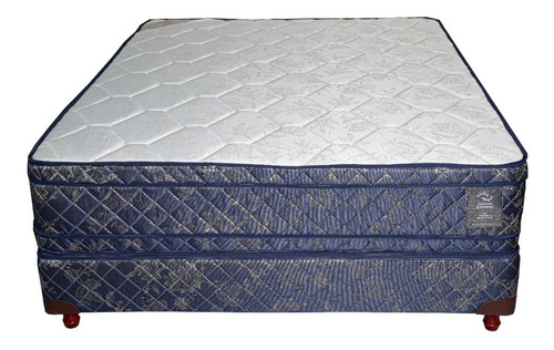 Colchón De Resortes Con Pillow 190 X 120 + Sommier Color Azul/beige