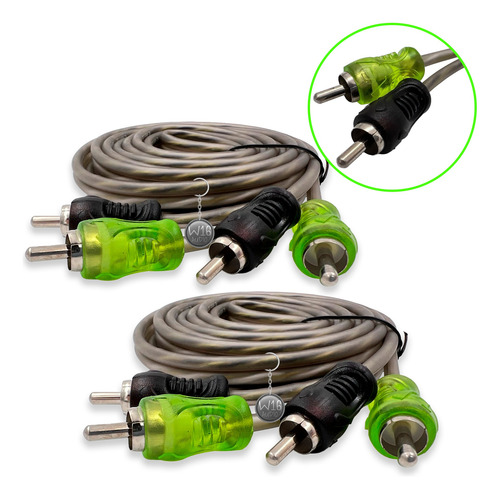 2 Cabo Rca Blindado Som Qualidade Technoise Serie 200p - 3m