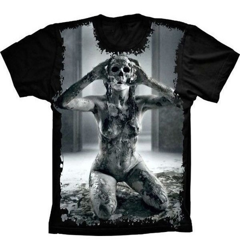 Camiseta Estilosa 3d Fullprint Skull Caveira Mulher Cranio