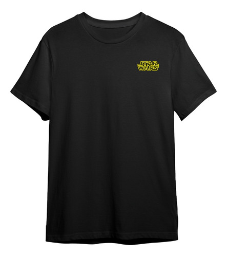 Playera Bordado Algodon Logo Letras Amarillo Star Wars