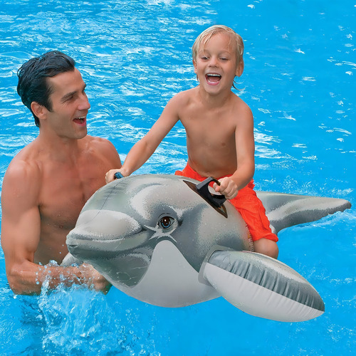 Inflable De Delfin Flotador Pileta Infantil Intex 175x66 Cm Azul