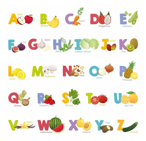 Decowall Ds-8031 Fruit And Vegetable Alphabet Kids Wall Stic