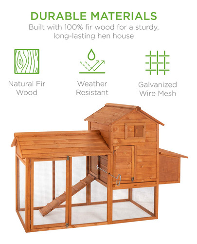 Gallinero De Madera Para Aves Con Rampas Y Corral