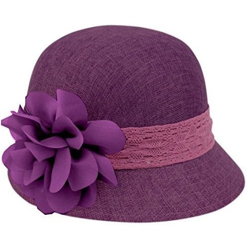 Gorro De Lino Estilo Gatsby Con Lazo Y Flor Talla Única