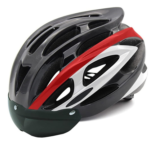 Casco De Bicicleta Adulto Gafas De Sol Con Ventosa Magnética Color Rojo/negro Talla L