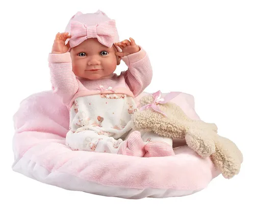 Muñeca Llorens Lloron Nico Recién Nacido Cama Gris Mama Papa