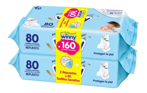 Imagen 2 de 3 de Winny Toallas Humedas Sensitive X 160uni