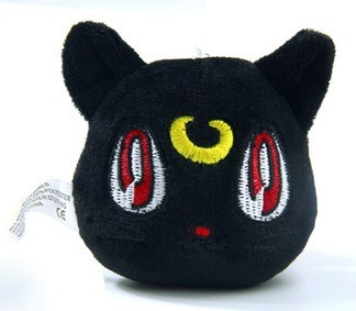 Llavero De Peluche - Gato Luna - Negro