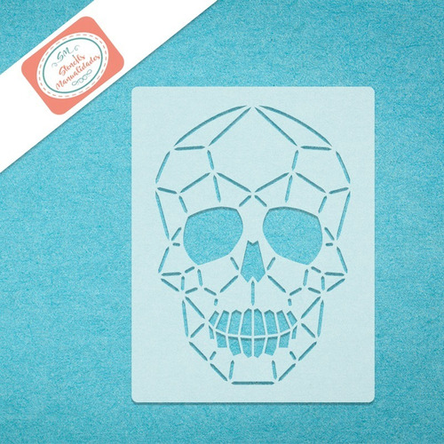 Stencil Calavera Geométrica02 Plantilla Decorativa Reusable 