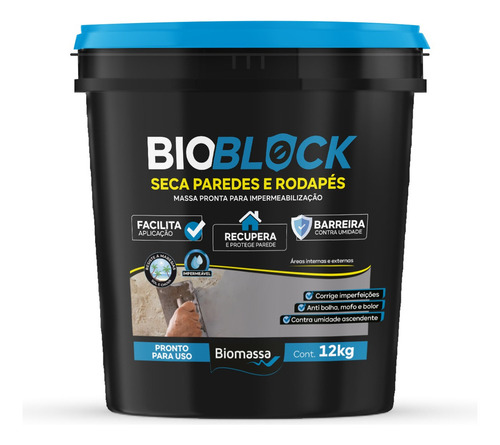 Bioblock Seca Parede Contra Umidade Rodapé Ascendente Acabamento Fosco Cor Cimento