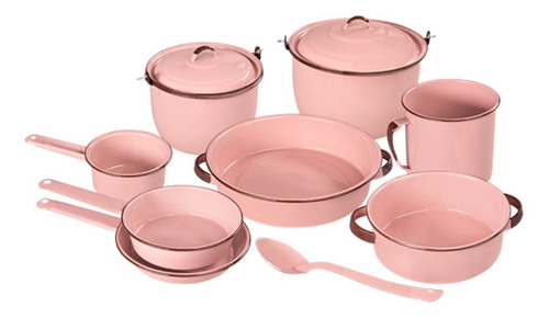 Batería De Cocina De Peltre Rubí 11 Piezas Color Rosa Cinsa