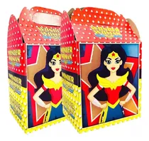 Comprar Kit Fiesta Caja Dulcera Mujer Maravilla 10 Invitados Rojo Lisa Mujer Maravilla