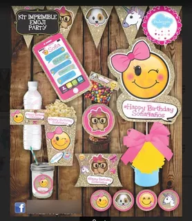 Kit Imprimible Emoji Party Modelo 2 Editable